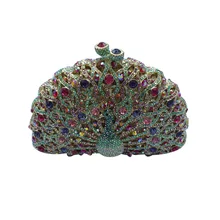 Peacock Crystal Clutch for Ladies Wedding Prom Dinner Party Rhinestone Crystal Evening Bags