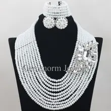 Белый Африканский бисер Ювелирный Набор Новинка года белое ожерелье Нигерийским бисером серьги, одежда для дня рождения, подарок на день рождения, комплект,, WA176