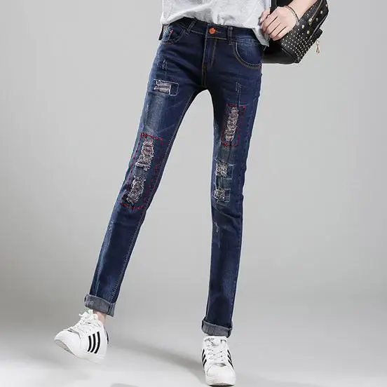 2017 New Summer Style Women Jeans Ripped Holes Harem Denim Pants Femme Vintage Jeans For Women