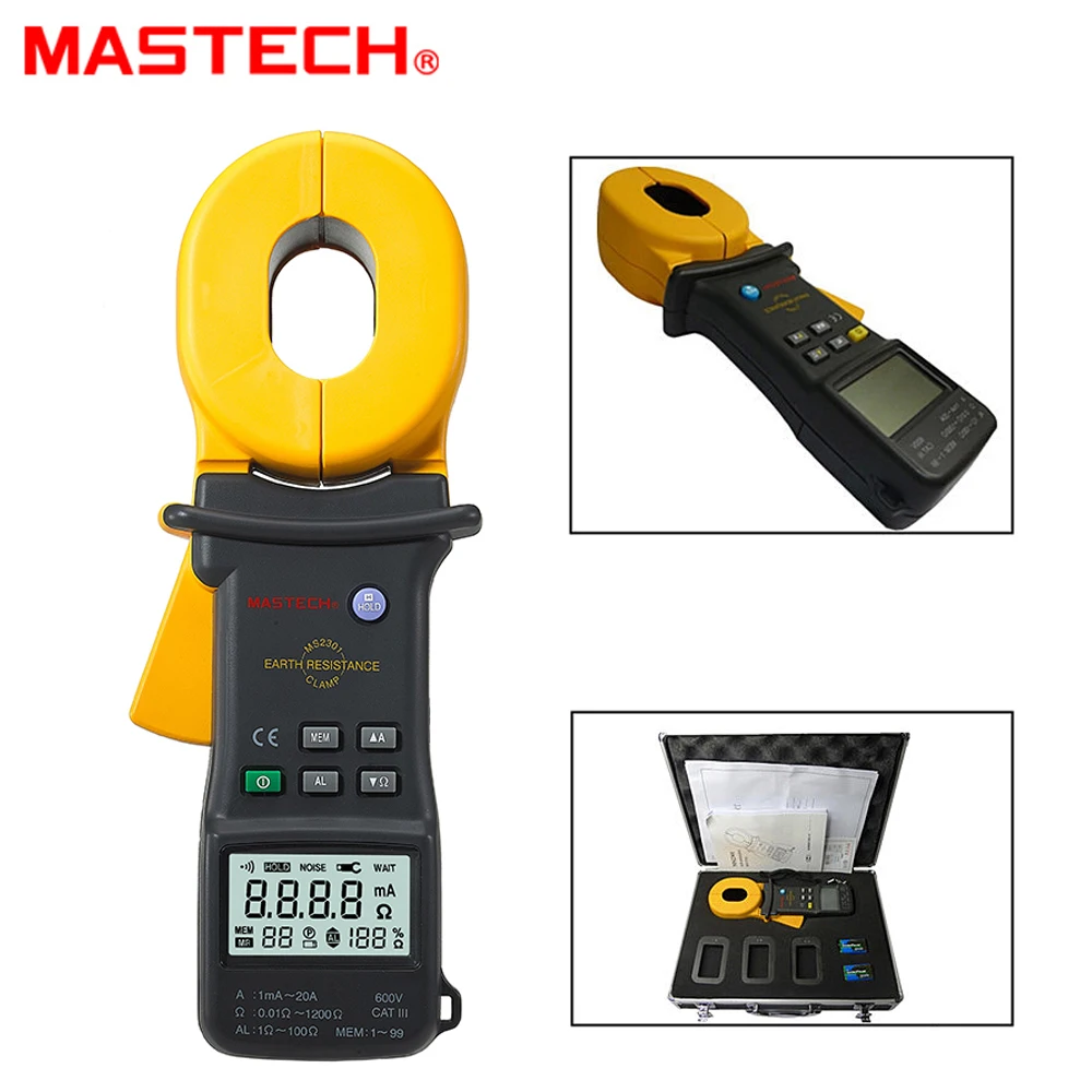 

MASTECH MS2301 Earth Ground Resistance Clamp Meter Tester 3 3/4 Digits LCD Display 20A with tool box