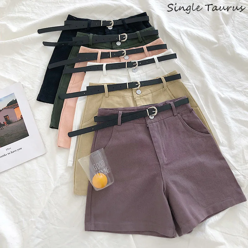 

High Waist Summer Straight pnats Girls England Preppy Clothes Women Summer Pure Color Loose Sashes Knee Length Korean Pants
