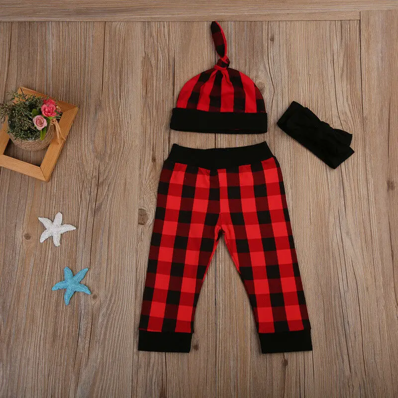 Г. Одежда для новорожденных мальчиков и девочек с надписью «My First Christmas» топы, комбинезон, штаны шапка, наряды Боди+ красные клетчатые брюки, Новинка