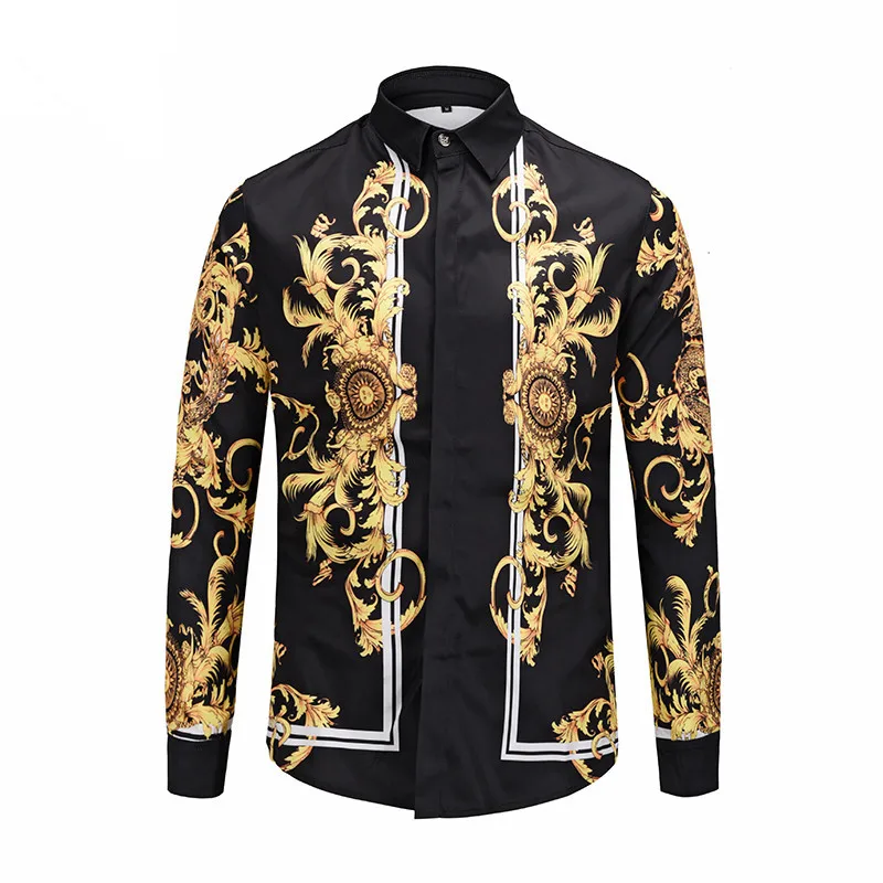 Летний Новый Mr GUGU & Mis GO рубашка вера 3D золотой цветок Du Jin Sha Печать Рубашки мужские топы M-XXL рубашка вера 3D золотой цветок