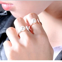 Регулируемое ювелирное женское кольцо с имитацией жемчуга, модное кольцо, Женское Обручальное кольцо из розового золота, подарок на день Святого Валентина