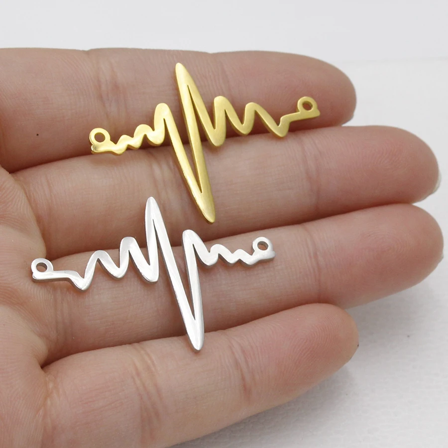 Fnixtar зеркало из нержавеющей стали Polishe Love электрокардиограмма Pulse Charm Fashion Heartbeat