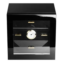 Черный 3 слоя шкатулка хранения для сигарет Роскошный чехол-портмоне из Ark установки для увлажнения сигары хьюмидоры коробка гигрометром декоративные часы для шкафчик для хранения сигар "Humidor" сигарный ящик контейнеры