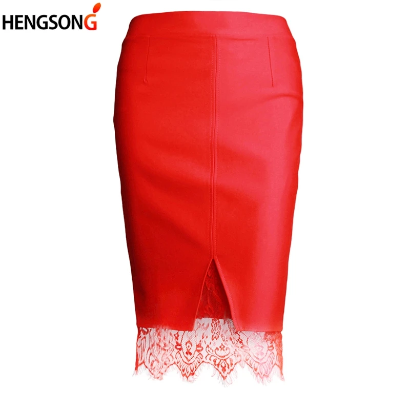 Plus Size Formal Lace Patchwork Solid Skirt Women Skirt