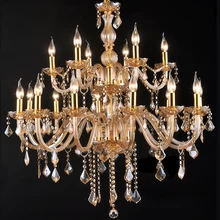 Золото Хрустальная люстра Хрустальные светильники Гостиная Традиционный Элегантный Стекло Свеча Люстра большой зал люстра гостиная люстра для кухни модерн освещение гостиной подвесные люстры кантри стиля