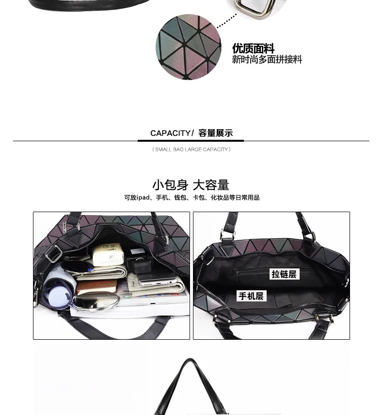 ZYJ Women Sequins Luminous Plaid Shoulder Bags Girls Handbags Casual Deformable Lattice Laser Crossbody Make Up Evening Tote Bag (7)