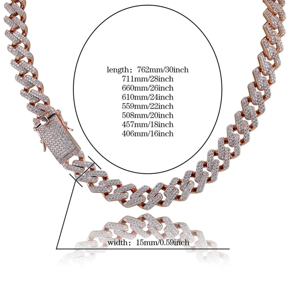 14mm Miami Prong Set cubano cadenas Collar para hombres de plata de oro, Hip Hop, helado pavimentado Bling CZ rapero collar de la joyería - 6