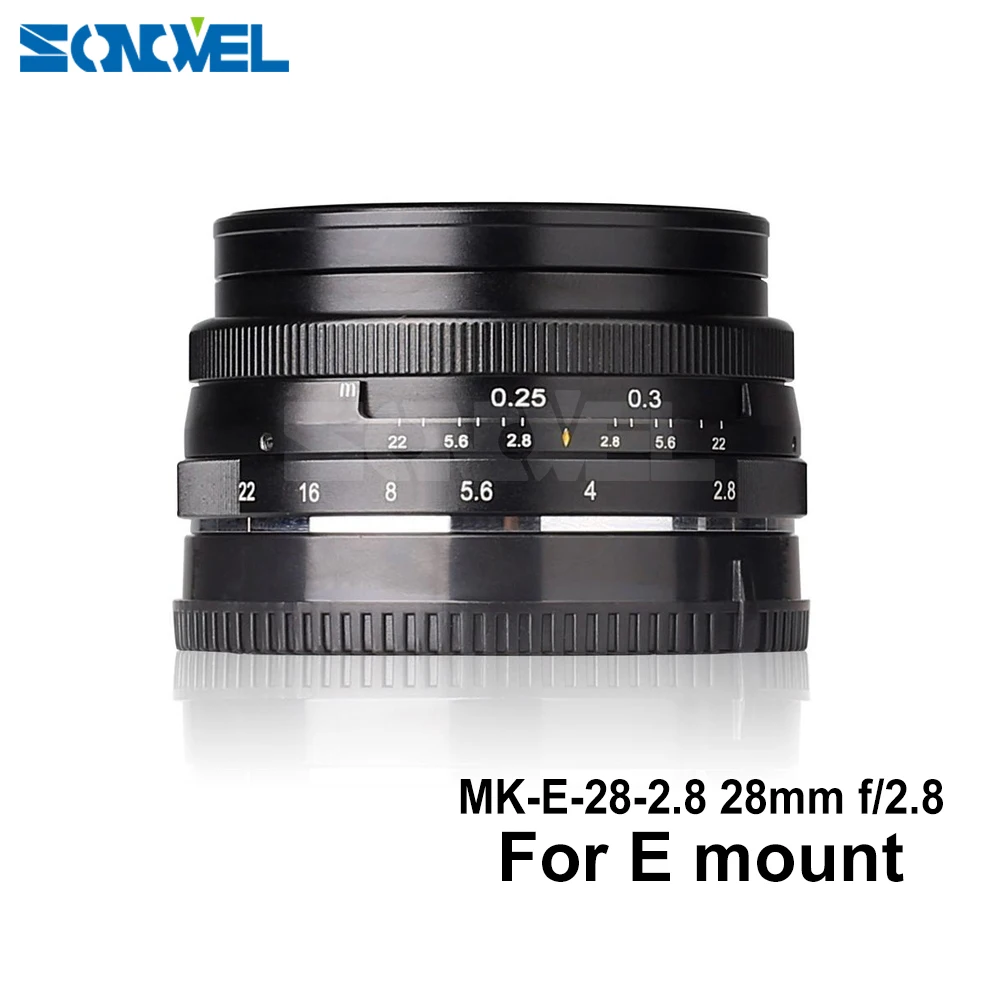 Meike MK-E-28-2.8 28 мм f/2,8 объектив с фиксированным ручным фокусом для sony E mount Mirrorless для A5100 A6000 A6300