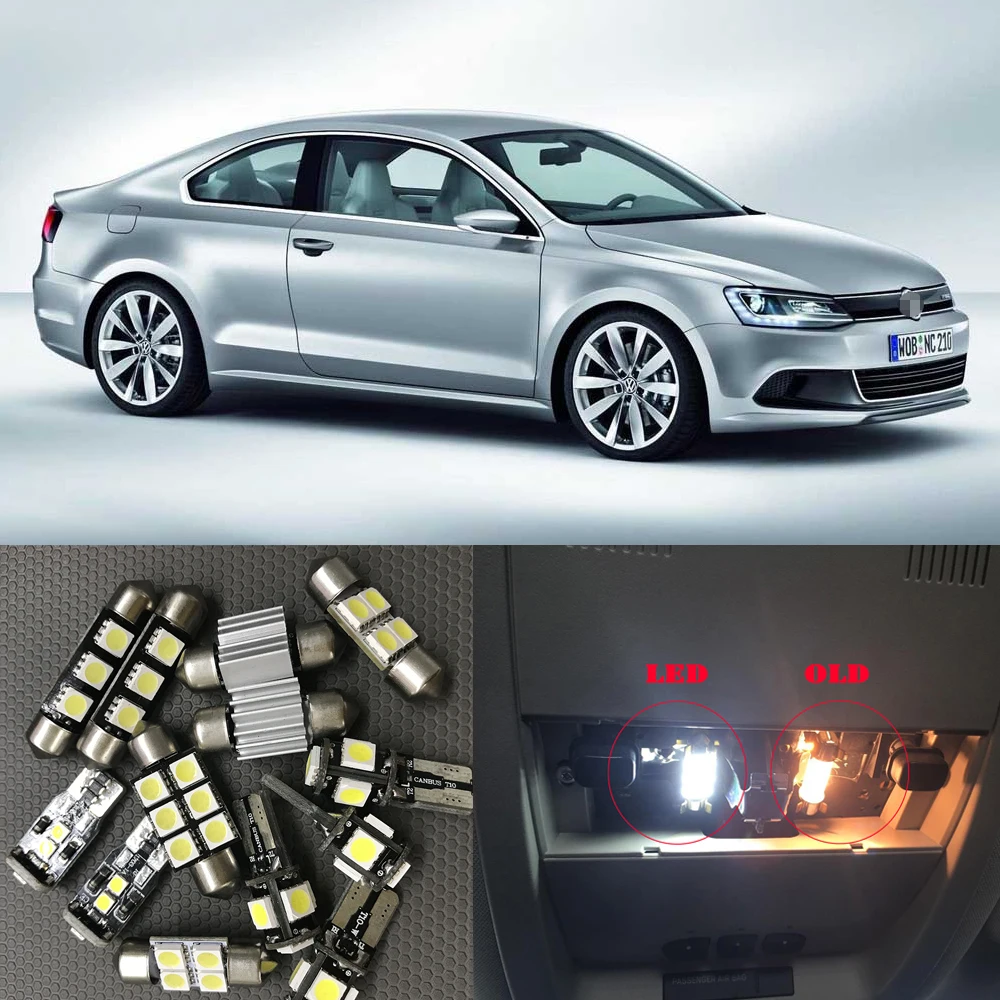 13pcs White Auto Interior Led Light Bulbs Canbus Kit For 2014 Volkswagen Vw Jetta 6 Mk6 Vi Map Dome License Plate Light Styling Aliexpress