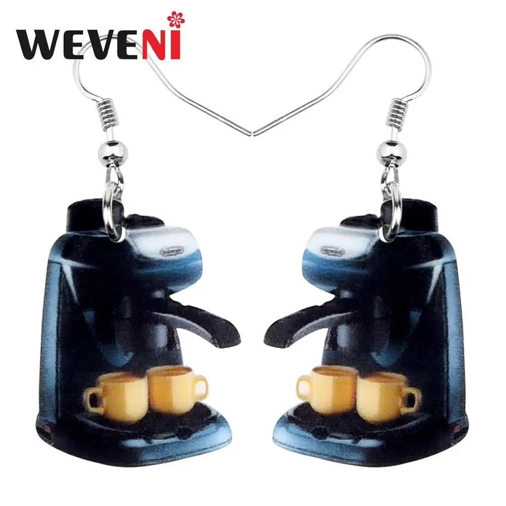 

WEVENI Acrylic Novelty Coffee Machine Earrings Big Long Dangle Drop Fashion Jewelry for Women Girls Ladies Teens Decoration