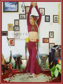 

Lycra cotton tribal Belly dance flare Pants with skirt AC34