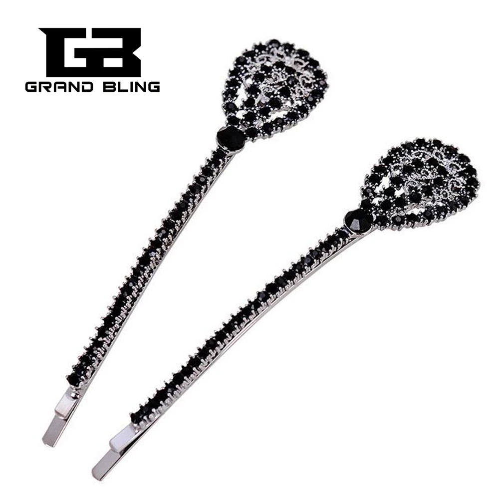 Grandbling Black Hair Pins Vintage Rhinestone Hair Accessoriesin Hair