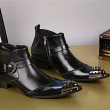 Фабричная ручная работа кожи для формальных выходов Мужские ботинки Для Мужчин's острый носок с металическим наконечником на носке, увеличивающие рост; модная обувь под платье US12