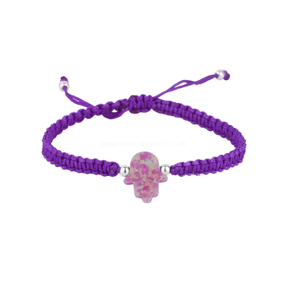 11*13 мм хамса с многоцветными нейлоновыми веревками нити узлы регулируемые браслеты - Окраска металла: OP10-Purple