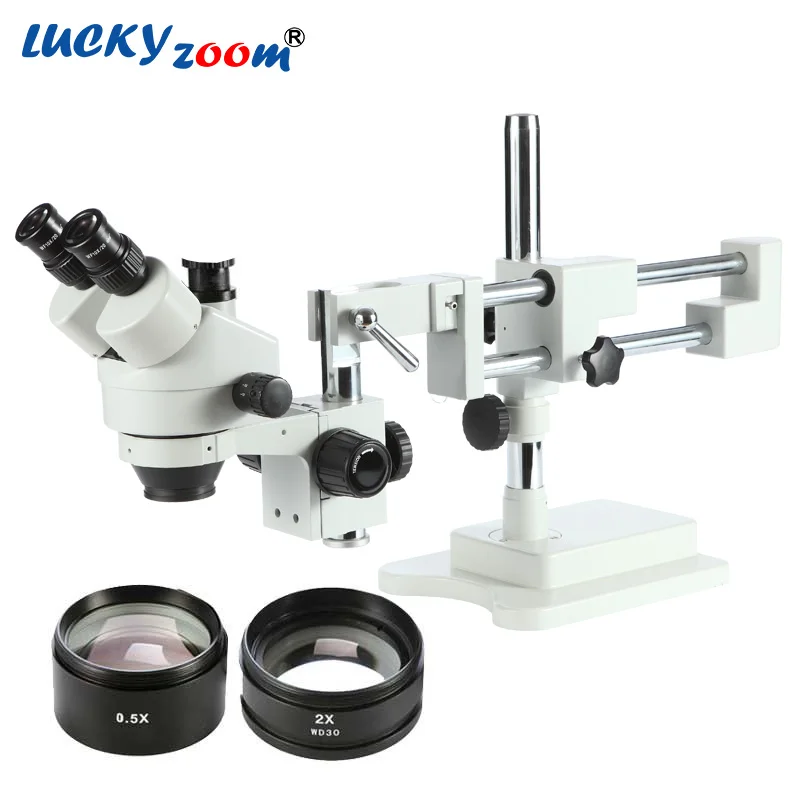 

Luckyzoom Brand 3.5X-90X 50/50 SPLIT SIMUL-FOCAL MICROSCOPE DOUBLE BOOM STAND TRINOCULAR STEREO ZOOM Microscopio Set