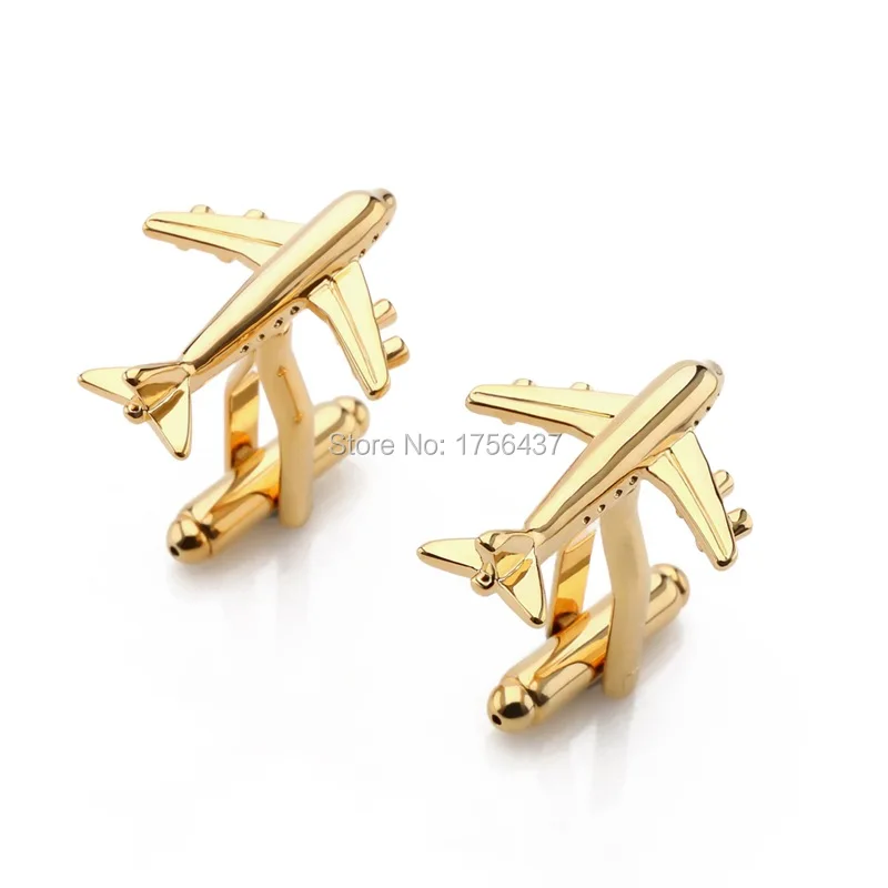 Мужские запонки в виде самолета золотого и серебряного цвета|brand cufflinks for mens|cufflinks