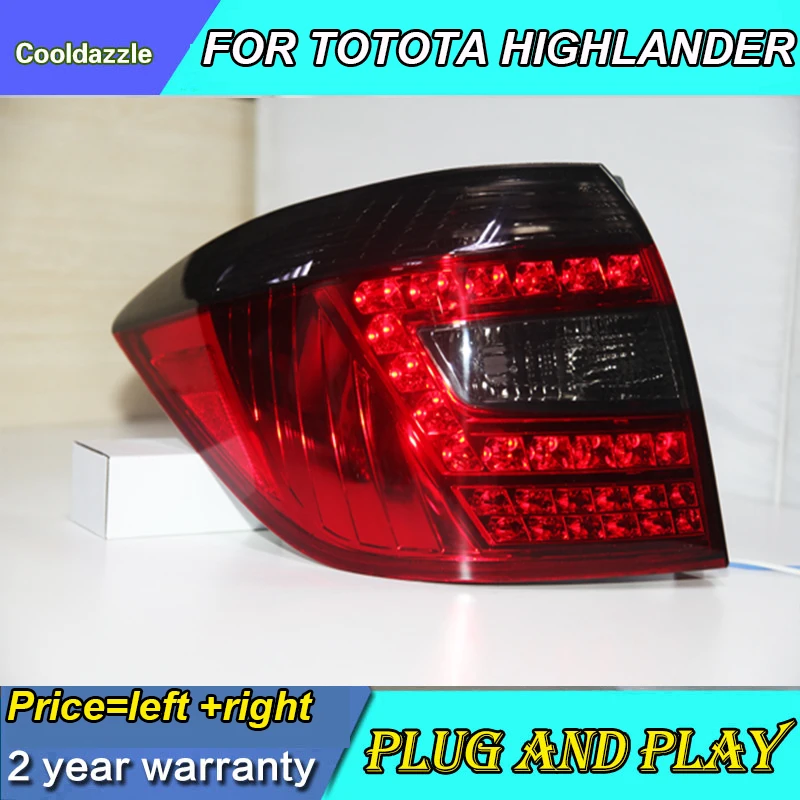 Светодиодный задний фонарь красного и черного цветов для TOYOTA задние фары Highlander