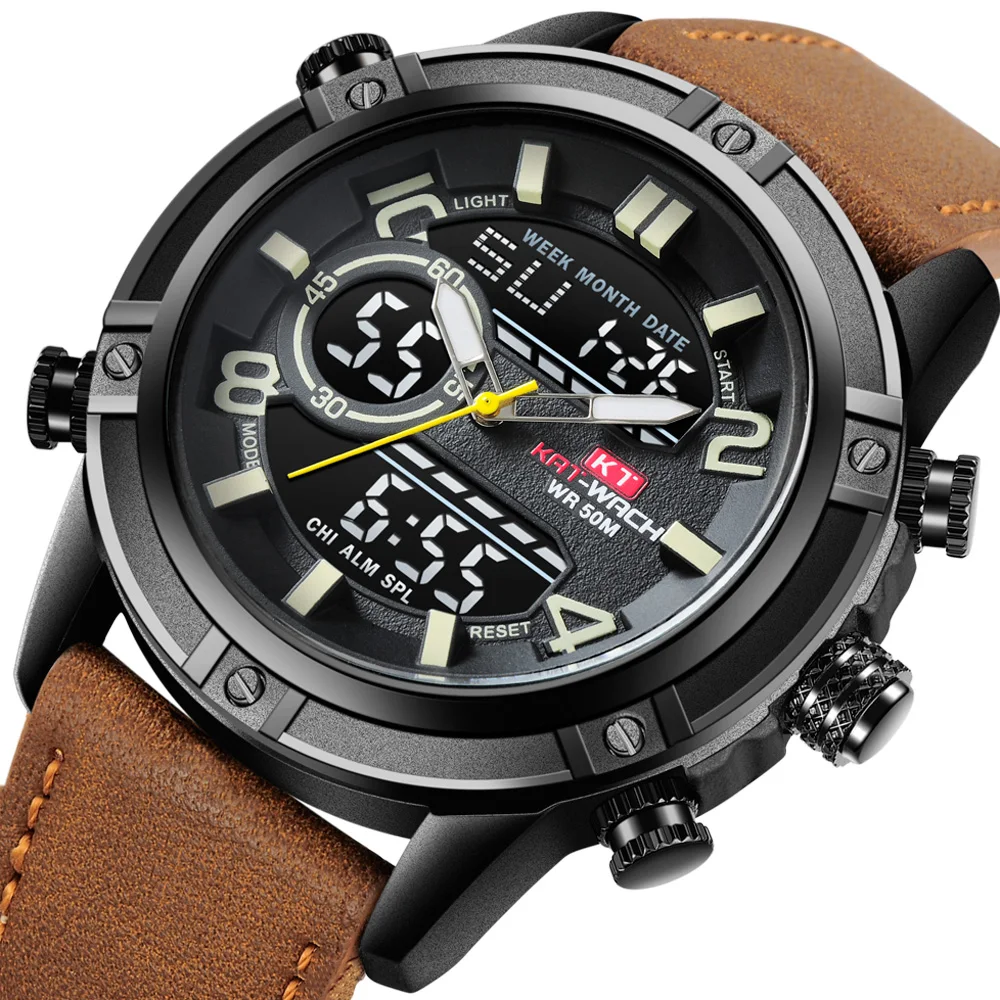 

Watch Men Digital Sport Mens Watches Top Brand Luxury Army Military Leather Band Analog LED Quartz Male Clock Relogio Masculino