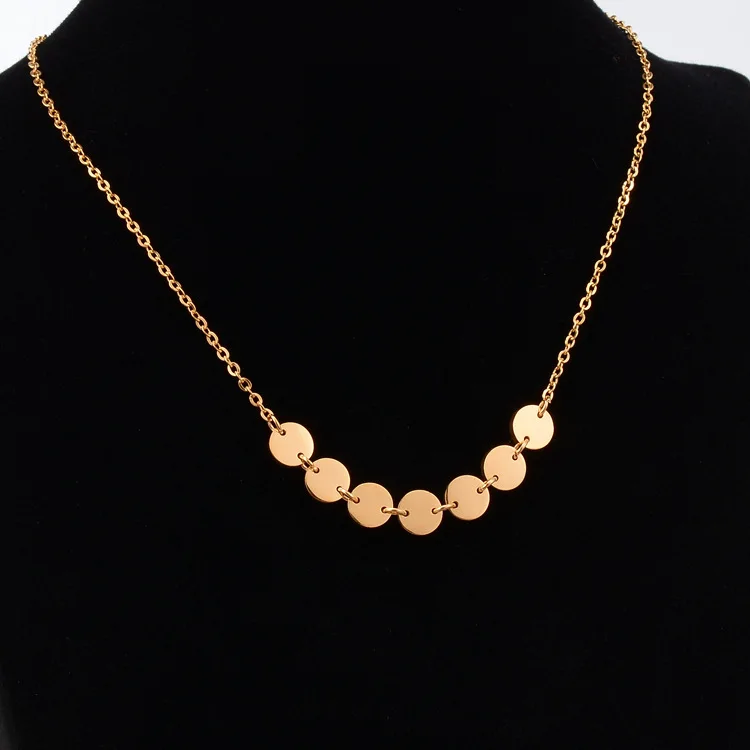 

YUN RUO Elegant Sequins Pendant Necklace Woman 316L Stainless Steel Jewelry Gift Rose Gold Silver Color Never Fade Drop Shipping