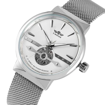 

Men's Automatic-self-winding Mechanical Wristwatch Durable Steel Mesh Strap Stainless Steel Skeleton Watch Reloj Hombre Clock