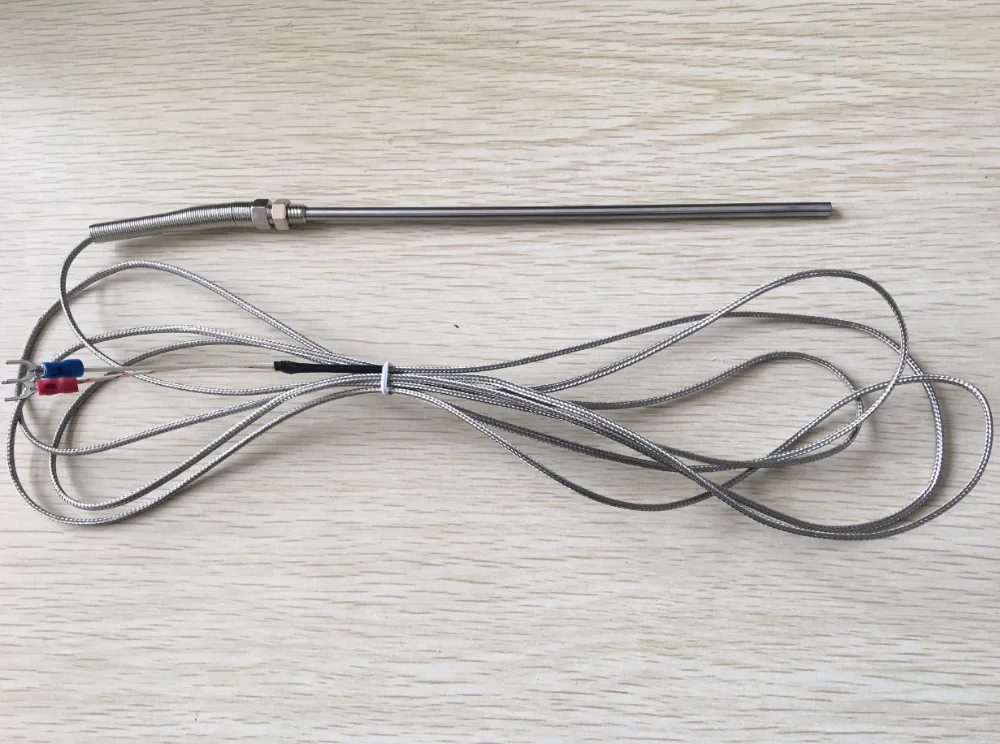 

K Type 800 Degree Celsius Spring Load 20cm Long Probe Thermocouple Sensor 2m