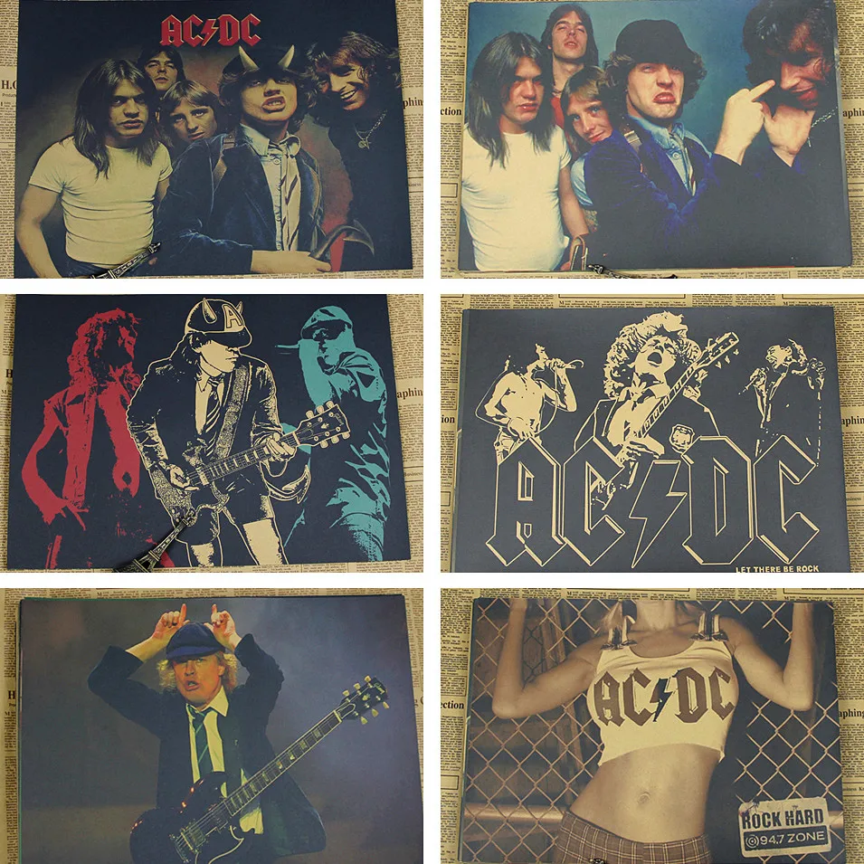 

ACDC kraft paper retro nostalgic rock poster music band star classic decorative painting/wall sticker