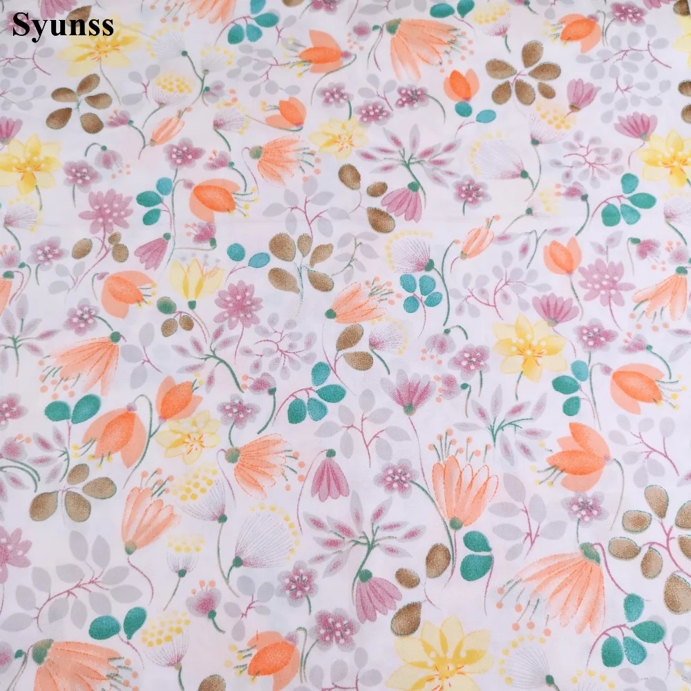 Syunss Diy Patchwork Cloth For Quilting Baby Cribs Cushions Dress Sewing Tissus Orange Floral Dot Printed Cotton Fabric Tecido