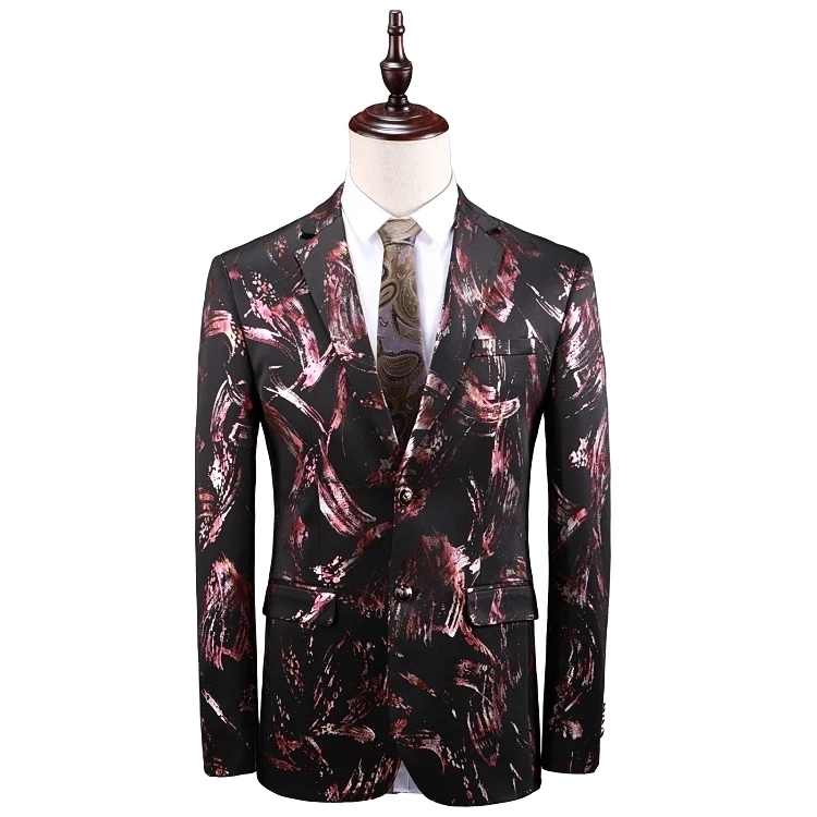 Корейские облегающие Для мужчин s Plus Размеры джентльменский бизнес строгий костюм куртки Повседневное блейзер с цветами Куртка Блейзер