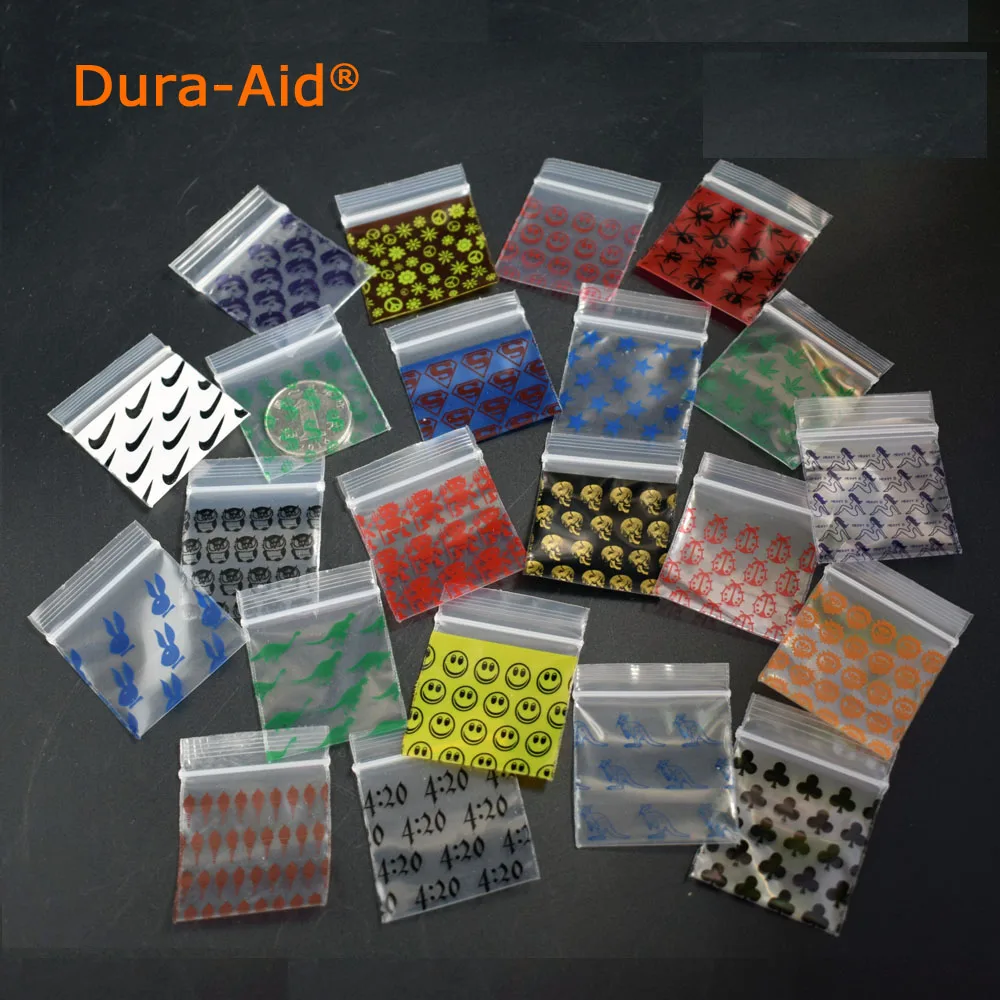 

200pcs 4x5cm different desgin printing small size Self Sealing Zip Lock Bags Mini ziplock jewelry pouches Plastic Packaging bags