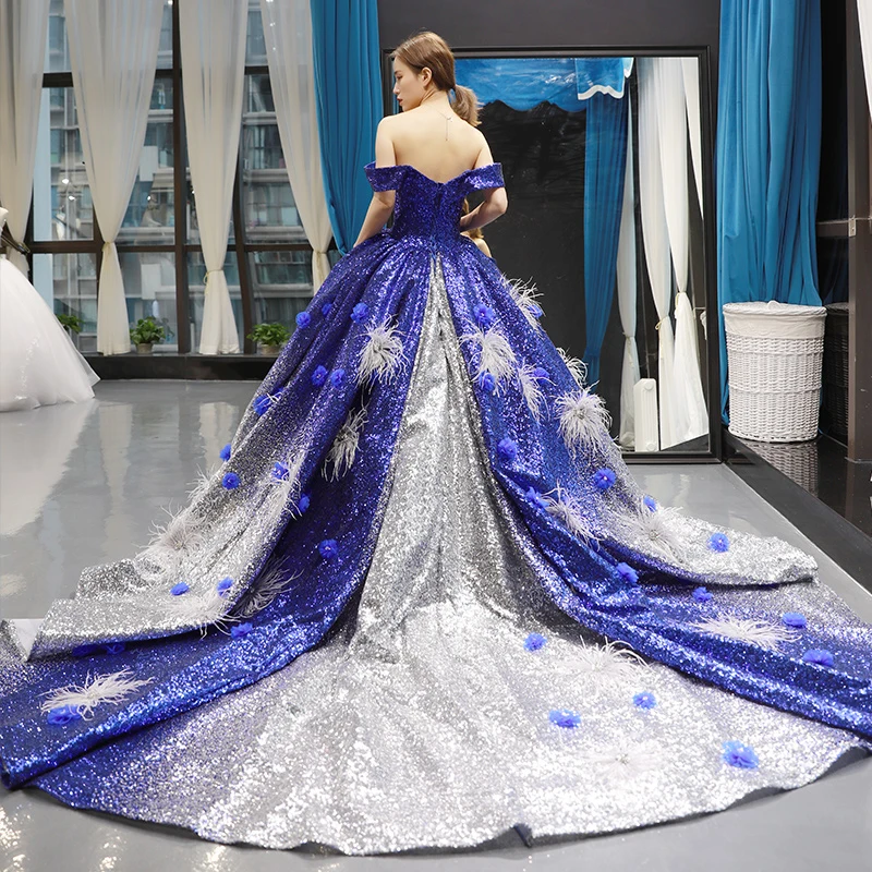 J66748 женское синее платье Quinceanera 2020 милое с открытыми плечами и коротким рукавом