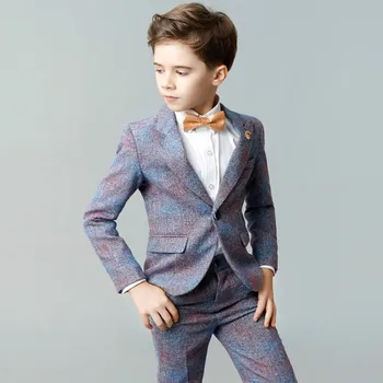 

Boutique 5pcs/set(Blazer+Pants+Vest+Shirts+Bowtie) Handsome Toddler Flower Boys Wedding Show/Performance Formal Suit Sets