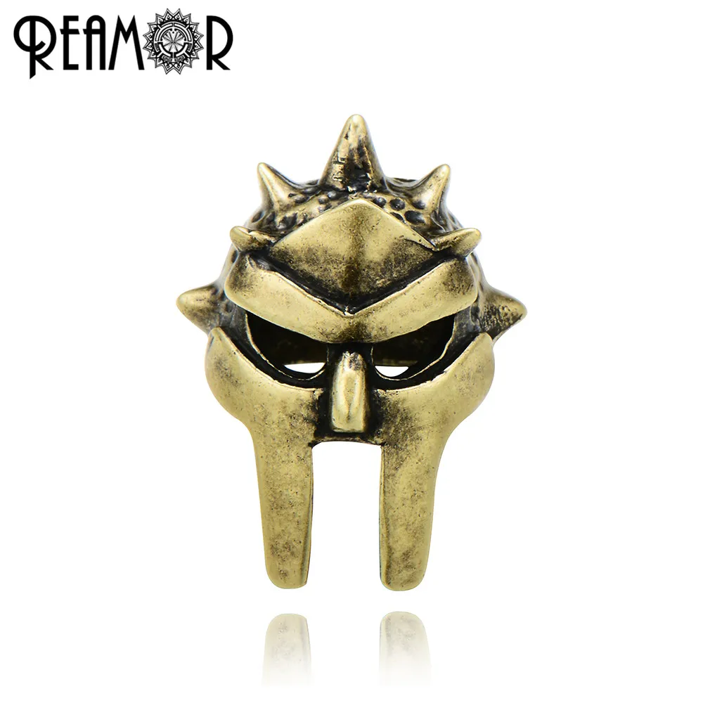 

REAMOR 6mm Big Hole Vintage Roman Warrior Helmet Metal Beads Silver Plated Soldier Copper Beads DIY Bracelet Jewelry Accessories