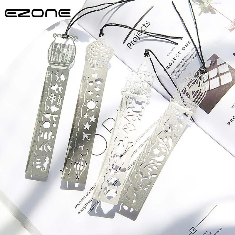 EZONE 1 шт. милые Kawaii креативные полые металлические прямые закладки линейка для детей Подарки для студентов офисные школьные принадлежности канцелярские принадлежности