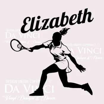

Tennis Player Racket Wall Personalized Custom Girl Name Vinyl Wall Decal Sticker