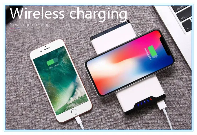 New Arrival Qi Wireless Charger 10000mAh Portable USB Power Bank Wireless Charging External Battery Pack For iPhone Xs Max Xr X