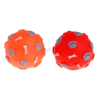 

Rubber Ball Squeaky Bone Footprint Cute Play Funny Balls Fetch Interactive Cat Kitten Dog Puppy Supplies Molar Chew Bite