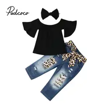 Комплекты одежды для девочек Новинка года, одежда для маленьких девочек летняя одежда для маленьких девочек детская одежда, жилет Топ, футболка+ леопардовые штаны, комплект из 3 предметов