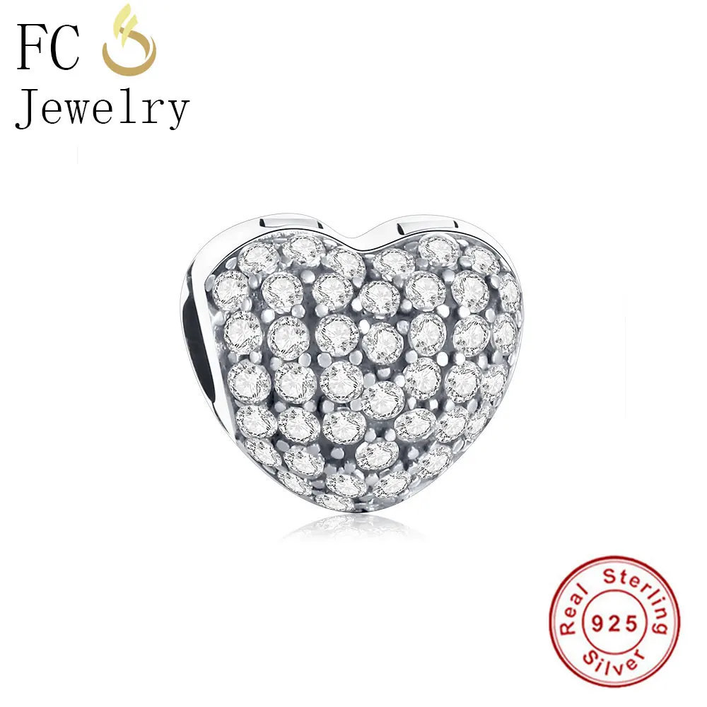 

Clear Crystal Pave Open My Love Heart Clip Bead Charm 925 Sterling Silver Fit Pandora Charm Bracelet & Bangle Factory Price New