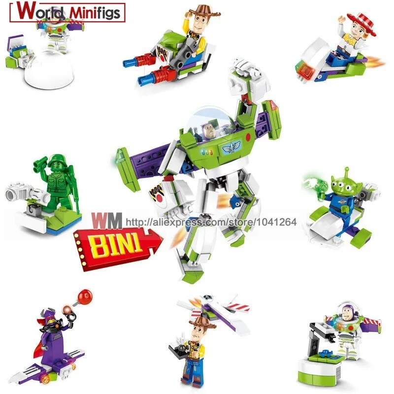 

1 Set Building Blocks Movie Toy Story 4 Cartoon Woody Jessie Buzz Lightyear Alien Model Bricks Educational Children Toys