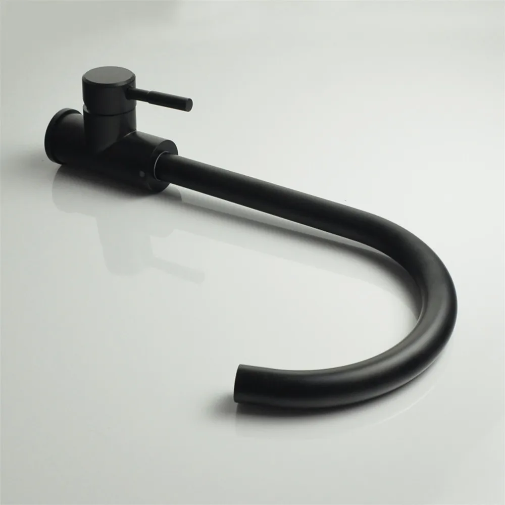 Hot and Cold Water Classic Black Kitchen Faucet 304 Stainless Steel Brushed Process Swivel Basin Faucet 360 Degree Rotation  (5)