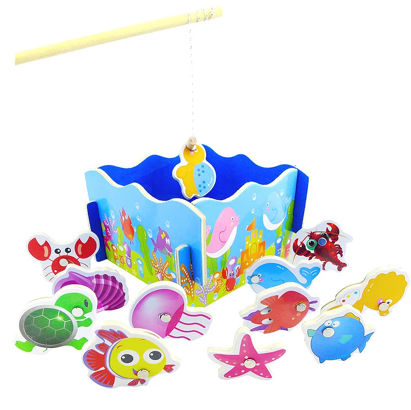 Новое поступление обучающая красочная деревянная игрушка разборка Магнитная рыболовная игрушка морские животные родитель-ребенок подарок 1 шт