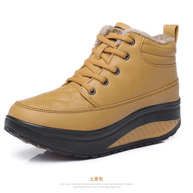 New brand 2015 Women Winter Shoes Wedge Heel Elevated High-top Casual Fashion Platform Warm Swing Shoes Ankle Fashion Snow Boots