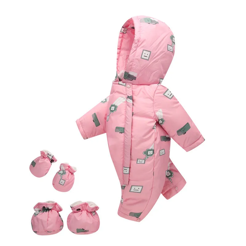 

Baby Down Romper Baby Christmas Gift Cute Character White Duck Down Baby Rompers Hooded Baby Outfit Thick Worm Jumpsuit