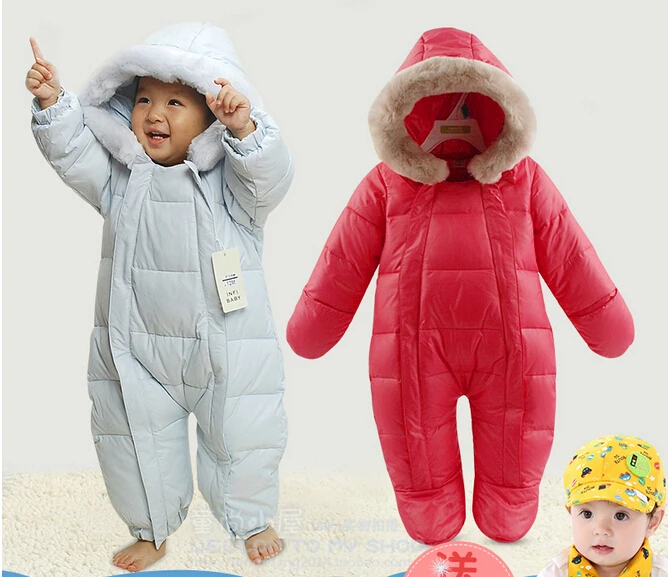 2017 Baby thermal overalls Winter warm jecket snowsuit kids duck down