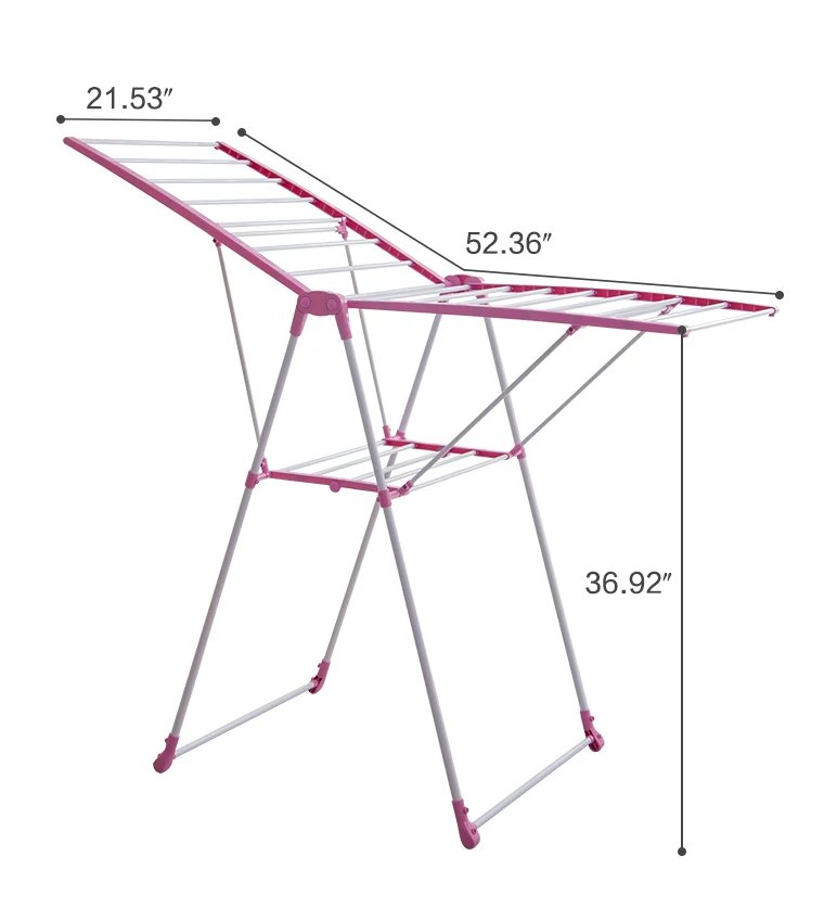 BYN портативный металлический складной стеллаж для одежды в форме крыла, полотенец, Стёганое одеяло, сушилка для белья, сушилка для обуви DQ5020 розовый - Цвет: Pink