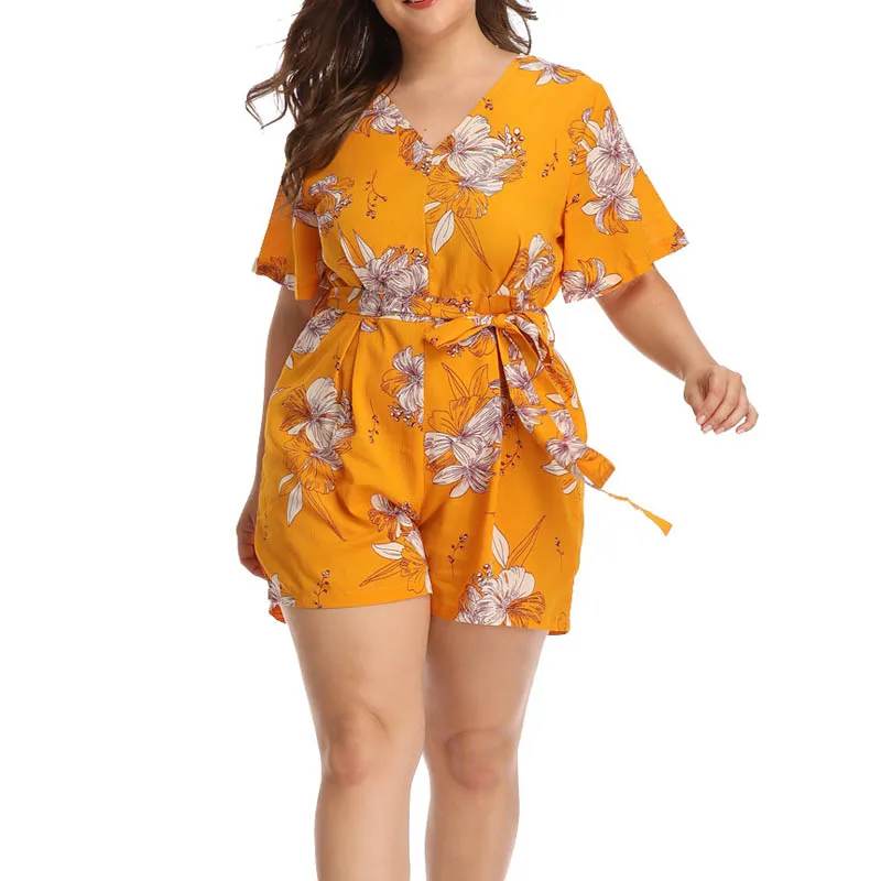 

Summer Jumpsuits women plus size bust 134cm waist 116cm hip 146cm 3XL 4XL 5XL 6XL 7XL Jumpsuits women yellow colour