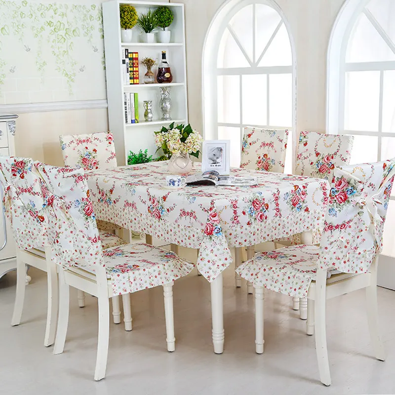 

Floral Pattern Rectangular Table Cloth 9 pcs/set Tablecloth with Chair Covers Wedding Tablecloths Table Cover toalha de mesa
